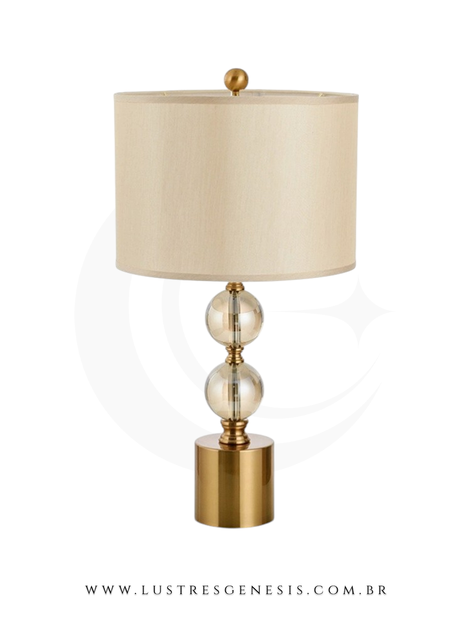 Abajur de Cristal Âmbar Valência detalhes Dourado